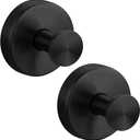 Suction Cup Hooks Stainless Steel Shower Hooks No Drill Towel Hooks Removable Wreath Hanger for Front Door, Bathroom Wall, Kitchen, Glass, Mirror (2 Pack) (Black)