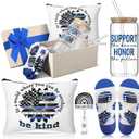 Skylety 5 Pcs Police Gift for Women Men Police Officer Gifts 16oz Glass Cup Socks Bag Badge Reel Present Box Policewomen Academy Graduation Gift for Birthday Retirement Law Enforcement