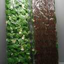 Artificial Fence Screening 28x200cm, Expandable Garden Fence Screening with Artificial Ivy and Violet Flower, Garden Greenery Leaf Backdrop Decoration (White,2pcs)