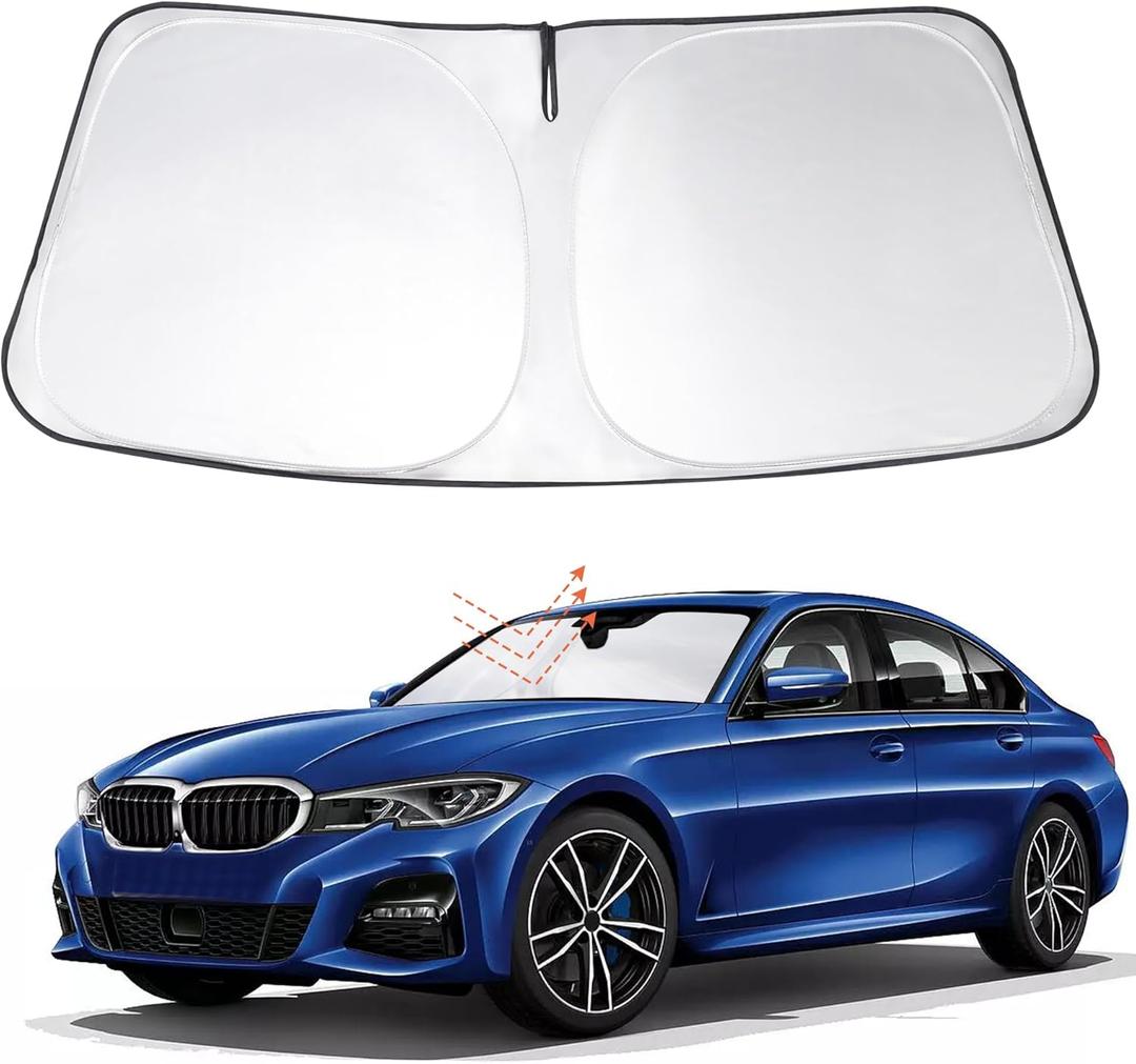 Windshield Sun Shade Custom Fit 2013 2014 2015 2016 2017 2018 BMW 3 Series/F30/F31/F80/M3 Accessories Foldable Sunshade Sun Blocker Front Window Shades Covers Keep Car Cooler