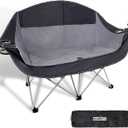 Double Camping Chair Heavy Duty 600LBS 2 Person Loveseat Portable w Holder