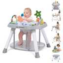 Time Followers® 6-in-1 Baby Activity Center | 4 Stage Montessori-Inspired Toys | Grow Stationary Standing Toddler Table | Jumpers & Bouncers | Must Have for Boy & Girl 6, 12, 24+ Month Old (Grey)