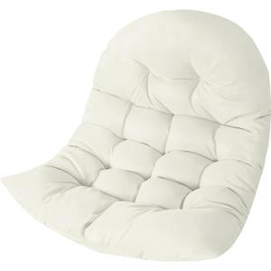 Thicken Egg Chair Cushion Replacement, Outdoor Hammock Swing Cushions with Ties, Hanging Wicker Basket Seat Pad with High Elasticity PP Cotton, for Garden Patio Porch Furniture (Only Cushion) (32 x 40 in, Milky White)