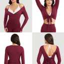 VOYJOY Women Ballet Wrap Top Long Sleeve Shirt Blouses Y2K Workout Gym Active Adjustable Tie Shirt Tops (Purple, L)