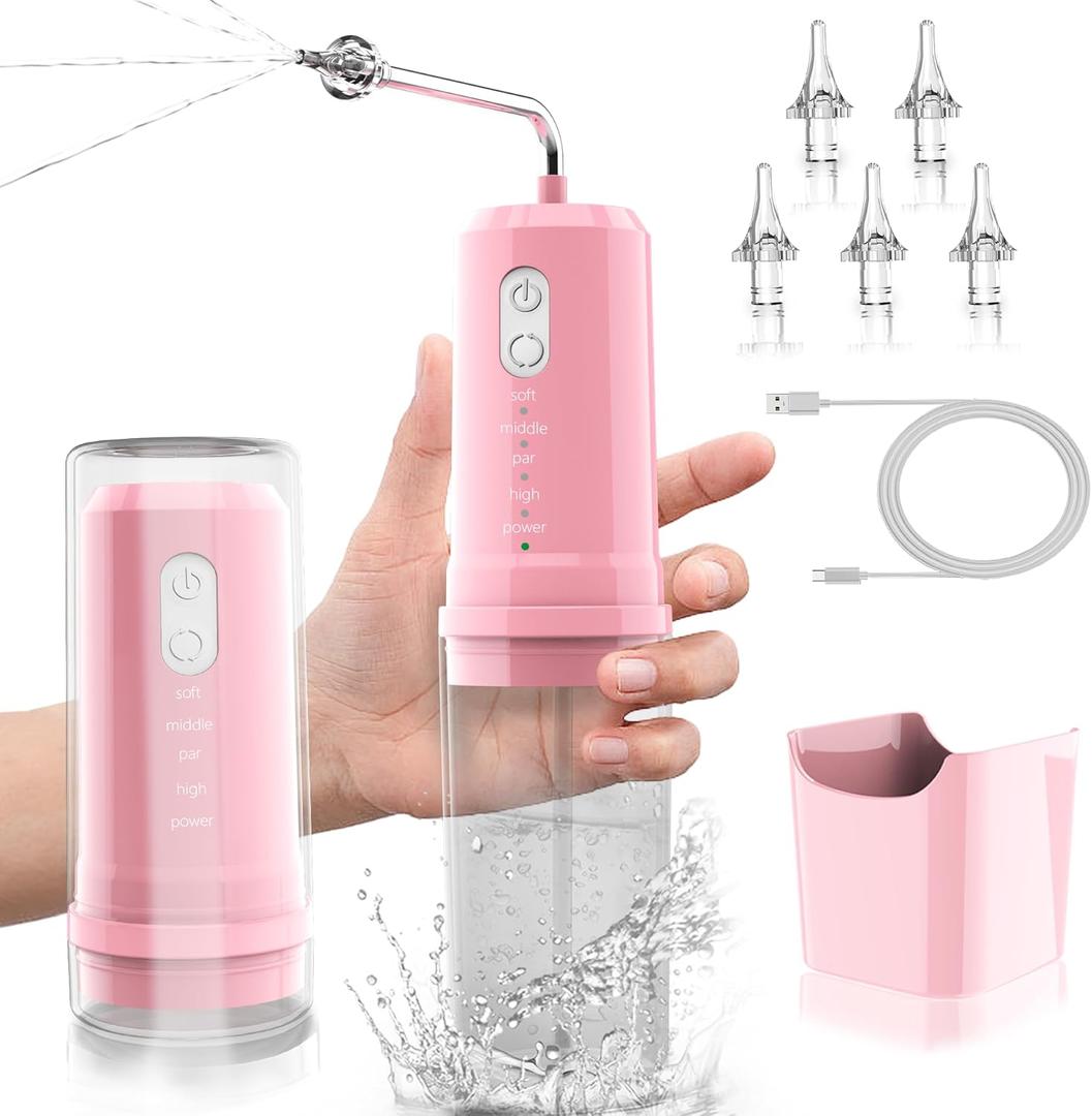 Ear Wax Removal, Electric Ear Cleaner with 4 Modes, Portable Ear Wax Cleaning Kit with Nozzles, Basin, IPX7 Waterproof, USB-C Charging Water Ear Irrigation Flushing System for Adult and Kid, Pink