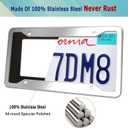 Stainless Steel License Plate Frames- 2 Pack Mirror Polished Car Plate Holder, with Screws, Chrome Caps, Heavy Duty Rustproof Metal Front Rear Car Tag Frame