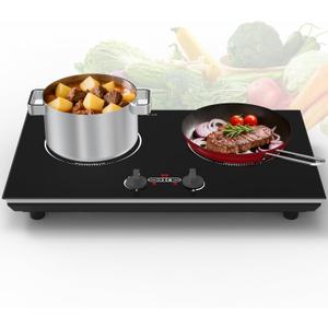 VBGK Induction Cooktop,110V 4000W Countertop burners with Knob Control,9 Power Levels, Kids Lock & Timer,LED touch control,Overheat Protection Electric stove,2 burner induction cooktop