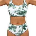 XUNYU Teen Girls Swimsuit 2 Piece Bathing Suit Tummy Control Girls' Swimwear High Waisted Bikini Sets Cute Floral Swim Suits