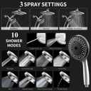 Rain Shower Head with Handheld Spray Combo,10-Spray Mode High Pressure Rain Shower Head with Power Jets, Bathroom Faucet Set, 71" Long Hose, Chrome Silver