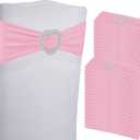 100PCS Spandex Stretch Chair Sashes Bows Universal Elastic Chair Cover Bands Ties with Buckle Slider for Wedding Party Birthday Reception Events Banquet Decoration(Pink)
