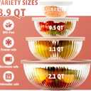 Freshmage Glass Mixing Bowls with Lids Sets, 4 Packs Glass Bowls with Lids for Kitchen Baking, Meal Prepping and Salad, Bpa Free and Dishwasher Safe Serving Bowls, 0.2/0.5/1.1/2.1, Large
