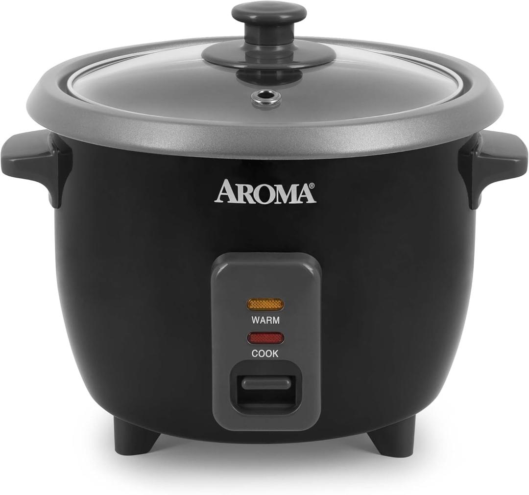 Aroma Housewares 1.5Qt. Rice & Grain Cooker (ARC-363NGB), Black, 6-Cup Cooked / 3-Cup Uncooked