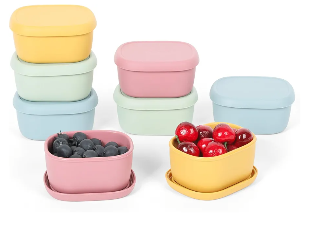 8 pcs 7 oz Silicone Snack Containers for Kids Small Food Containers with Lids, Fruit Container for Lunch, Stackable Lunch Container for Kids, Daycare, School and Travel