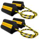 HOXWELL Wheel Chocks (2pair/4pack with Rope) for RV Trailer Camper Truck Car Aircraft, Versatile Heavy Duty Rubber Wheel Chocks Block with 3 Reflective Strips, Tire Wheel Immobilizers & Chocks