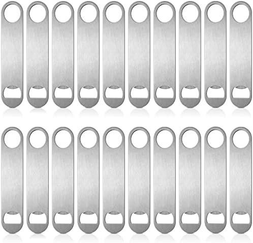 Pack of 20 Flat, Stainless Steel Beer Openers Sublimation Bottle Opener Blanks Heavy Duty Bar Funny for Bartender, Men Women Kitchen Party Supplies, 7 Inch (Silver)