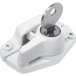 Prime-Line U 9928 Keyed Sash Lock Security Lock Only Unlocks With Key  For Aluminum, Vinyl or Wood Double-Hung Windows  2 Hole Centers  Heavy-Duty Zinc Diecast, White (Single Pack)