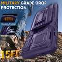 for Samsung Galaxy S26 Ultra Wallet Case with Card Holder & Kickstand & Full Camera Lens Cover, Military Grade Drop Shockproof Rugged Phone Case for S26 Ultra 6.9'', Purple