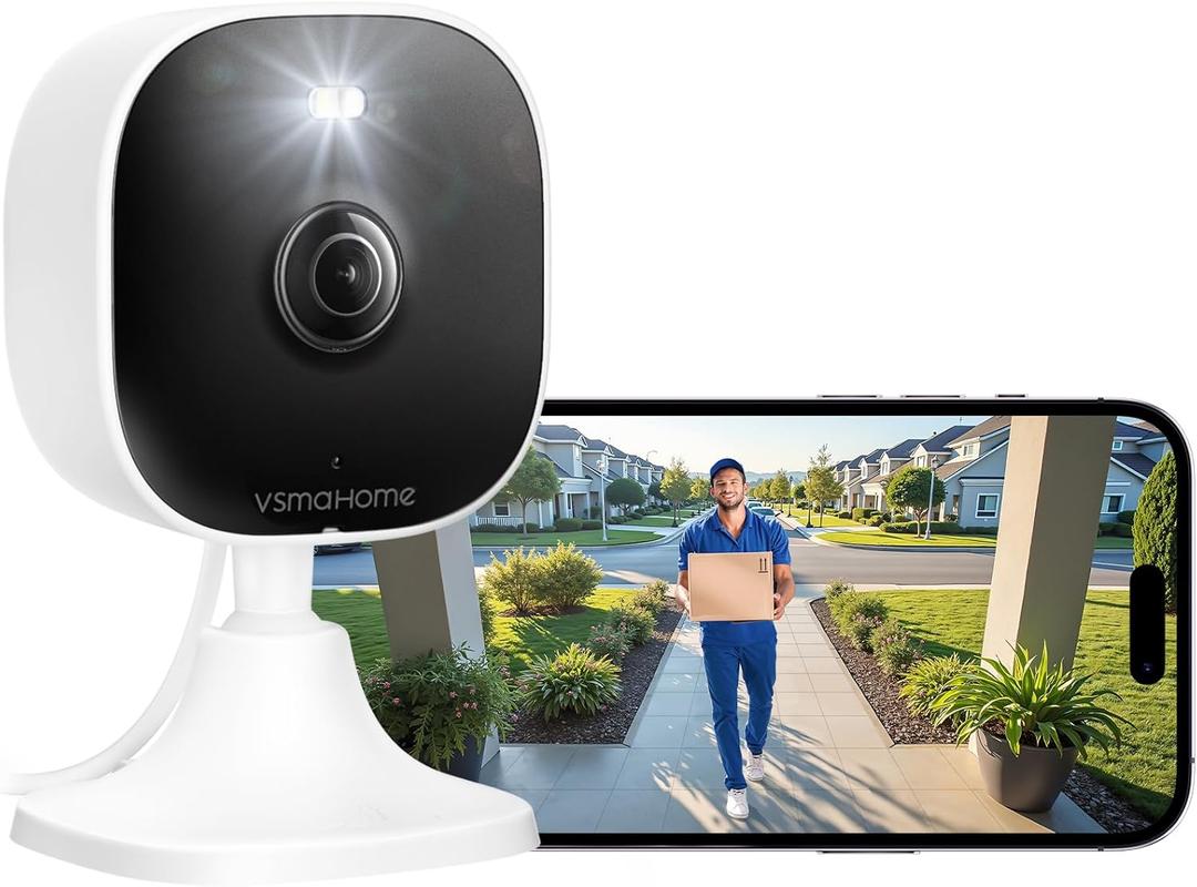4MP Cameras for Home Security with Audio and Video, Outdoor Security Camera Indoor, 2.4g/5g Cameras for House/Pet/Baby, Plug and Play, Support 128G Card Storage (Not Included), Wired