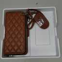 OCASE for iPhone 17 Pro Max Crossbody Wallet Case - Stylish PU Leather Handbag Phone Purse with Zipper Closure, Card Slots & RFID Blocking - Wrist Strap, Lanyard, Kickstand - Diamond Check Brown