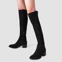 Shoe'N Tale Women's Over The Knee Thigh High Chunky Heel Pointed Toe Faux Suede Side Zipper Fall Weather Winter Boots(8.5,Black) (Black, M)
