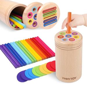 YHHYTOY Montessori Toys for 3 Year Old, Dual Play Wooden Educational Color Sorting Toy Toddler Preschool Learning Activities, Fine Motor Skills Sensory Toys for Toddlers 3-5 Girl Boy Birthday Gifts,  Multicolor