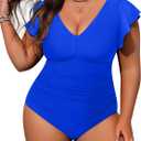 Yonique Plus Size Swimsuits for Women One Piece Tummy Control Bathing Suits Ruffle Swimwear (Royal Blue, 
22W

)