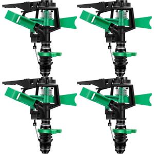 1/2 Inch Plastic Impact Sprinklers Heads Adjustable 0-360 Degree Pulsating Oscillating Watering Sprinkler Head for Garden Law Grass Yard Irrigation Supplies (4 Pieces)
