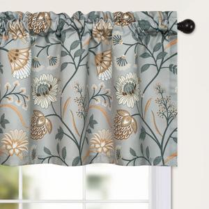 Leeva Kitchen Valances for Windows, 1 Panel Linen Textured Decorative Valance Window Treatment for Farmhouse, Light Filtering Rod Pocket Drapery for Bedroom, W 52 x L 18 Inches