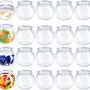 Eccliy 24 Pcs Clear Fish Bowls with Straws Ball Shape Plastic Bowl for Drinks Summer Drink Cups Unbreakable Goldfish Bowl for Christmas Candy Table Centerpieces Party Favors (27 oz)