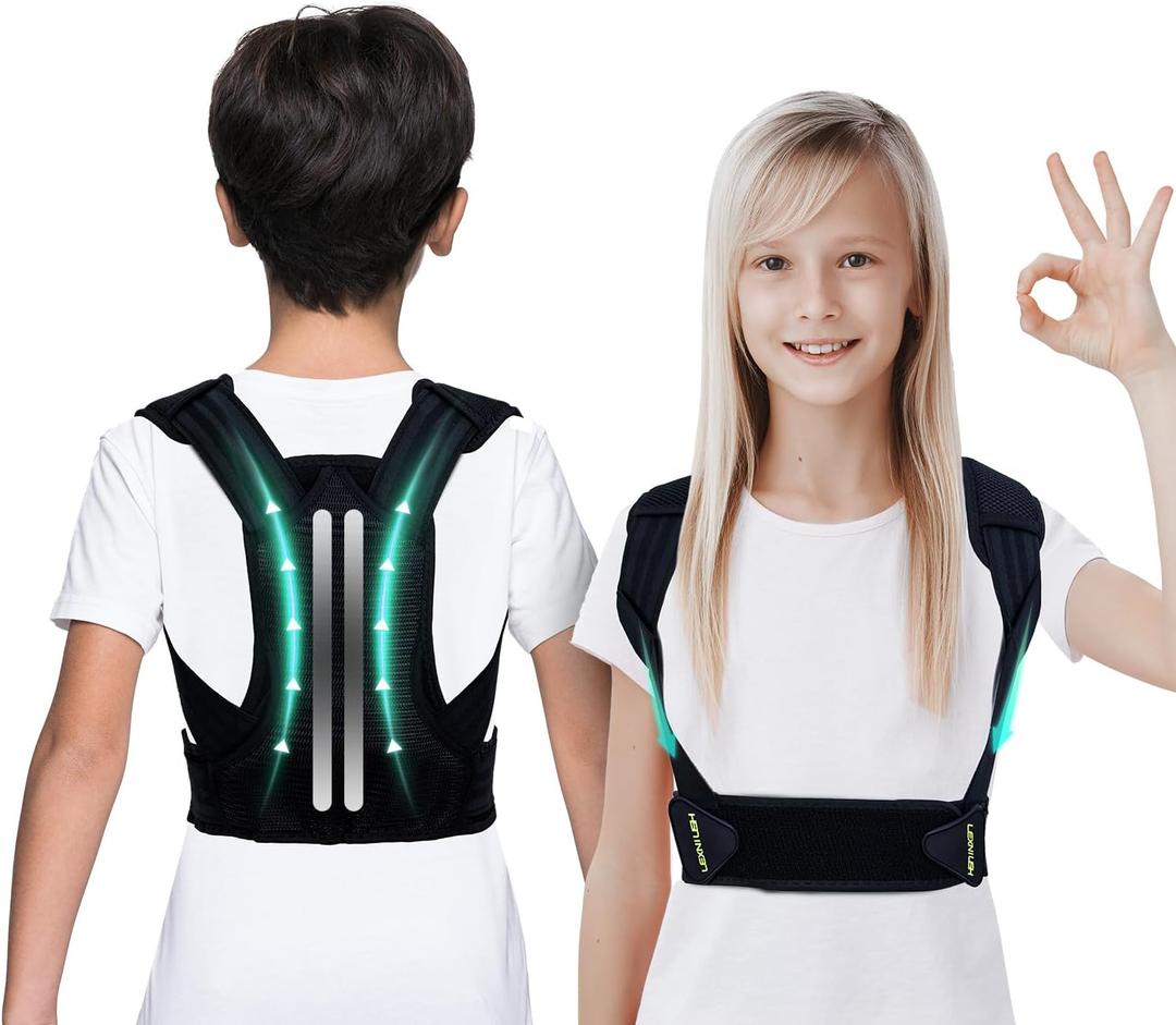 Lexniush Professional Posture Corrector for Kids and Teens, Updated Upper Back Posture Brace for Teenagers Boys Girls Spinal Support to Improve Slouch, Prevent Humpback, Back Pain Relief (Small (Pack of 1), Upgrade/Black)