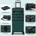 Somduy Makeup Train Case, Rolling Makeup Case with Lid, 5 in 1 Cosmetology Case on Wheels, Christmas Gift, Large Makeup Case Organizers, Profesional Cosmetic Case for Salon Barber, Black Green