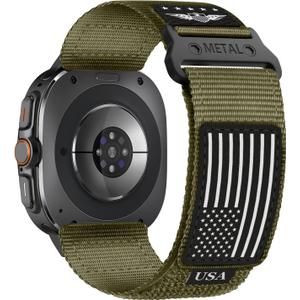 Rugged Nylon Band for Galaxy Watch Ultra Bands 47mm (2025/2024) for Men Women,One Click No Gap Fabric Woven Wristbands Adjustable Sport Strap for Samsung Galaxy Watch Ultra Band 47 mm for Man,L