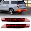 GEEGEETOP Red Lens Rear Fog Bumper Reflector Brake Tail Sequential Flash Signal LED Lights Lamp Compatible with Chevrolet Chevy Suburban Tahoe GMC Yukon/Denali 2021-2024 Accessories (RED)