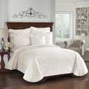 King Charles Modern Farmhouse Floral Matelasse Coverlet, 100% Cotton Breathable Bedding, Full/Queen, Ivory