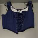 SCARLET DARKNESS Women's Renaissance Corset Tops Vintage Lace Up Overbust Bustier Bodice (Blue, M)