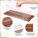2 Pack Acacia Wood Cake Stand Serving Tray with Acrylic Lid, 15 x 6 x 4 Inches Charcuterie Table Display Set, Dessert Serving Tray Set for Bakery, Buffet, Home Party & Restaurant