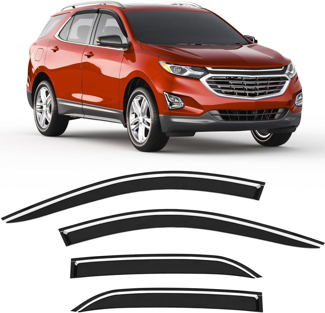 6-PCS Extra-Thick Rain Guards Fit for 2018-2024 Chevy Equinox Extra Durable Tape-on Window Rain Guard Window Deflectors Vent Shades Window Visor Vent Visors Exterior