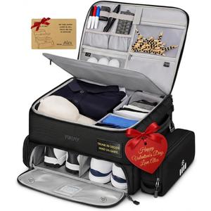 YOREPEK Upgraded Golf Trunk Organizer, Golf Valentines Gift, with Removable Insulated Pouch&Dust-Proof Protective Layer, Multi-Compartment fits 2 Pairs of Shoes, Golf Accessories (Black)