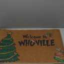 JEQAX 1Pcs Christmas Kitchen Mat Green Bathroom Rug, Non Slip Washable Rugs Xmas Door Mat Floor Mats for Bedroom Laundry Holiday Home Decor (Brown2), Text( Welcome To Whoville)