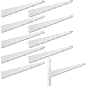 Yalikop 10 Pack Adjustable Shelf Brackets for Double Track System Closet Organization Heavy Duty Wire Shelf Brackets (White,11.5 Inches)