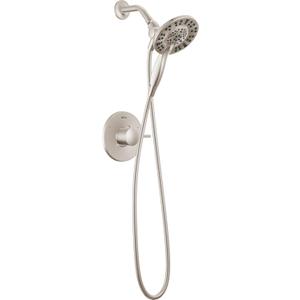 Delta Faucet Albion 14 Series Single-Handle Shower Faucet, Brushed Nickel Shower Trim Kit with In2ition 2-in-1 Dual Hand Held Shower Head, Spotshield Brushed Nickel T142855-SP-I (Valve Not Included)