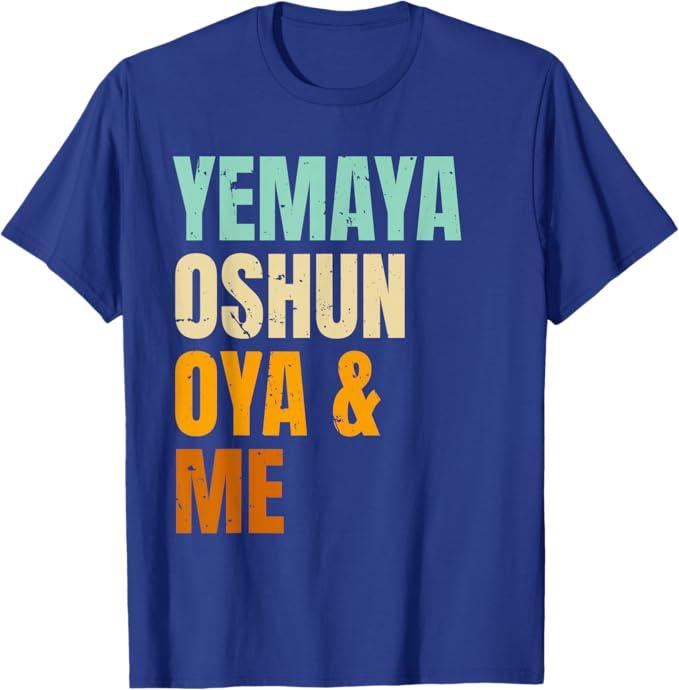 Yoruba Orishas Yemaya Oshun OYA and Me Long Sleeve T-Shirt Size L Blue