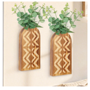 Wood Wall Planters for Dried Flowers: LOTOFUN 2 Pack Wooden Wall Vase for Pampas Grass Eucalyptus Farmhouse Boho Fall Decor - Hanging Planter for Living Room Bathroom
