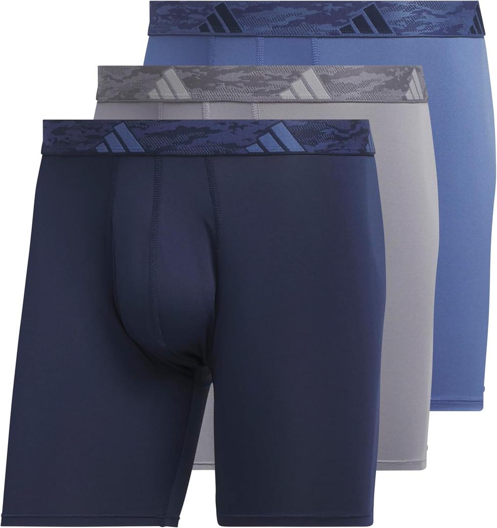 adidas Men's Microfiber Boxer Briefs Underwear Multipack  Athletic, Moisture Wicking, Stretch Fit & Tagless (Medium, Collegiate Navy/Grey/Crew Blue/M)