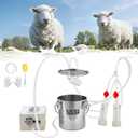 VEVOR Goat Milking Machine, 0.8 Gal / 3 L Food-Grade Stainless Steel Bucket, with 5200 mAh Rechargeable Battery, 2 Teat Cups, Cordless Portable Pulsation Vaccum Electric Milking Machine for Goats Only