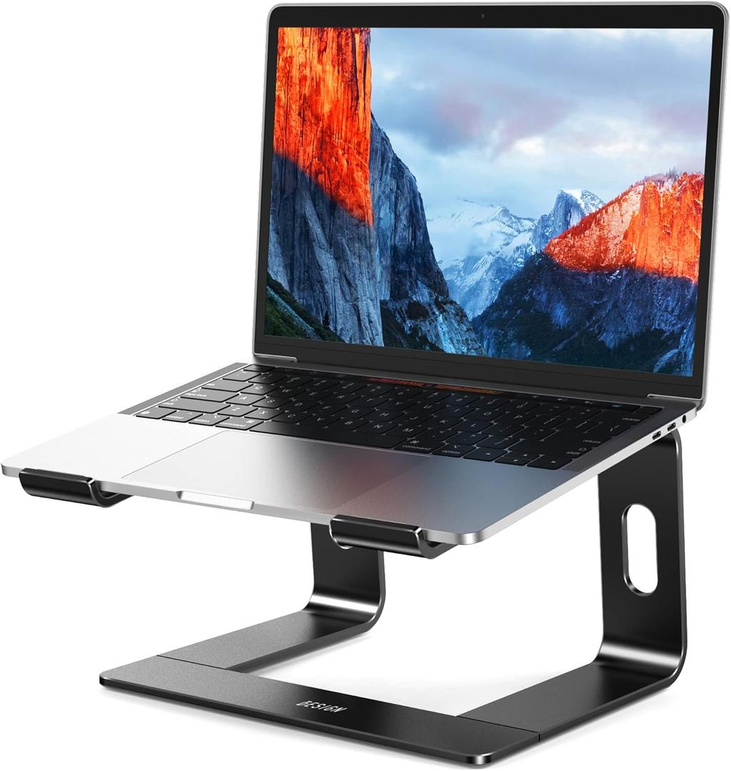 BESIGN LS03 Aluminum Laptop Stand, Ergonomic Detachable Computer Stand, Riser Holder Notebook Stand Compatible with Air, Pro, Dell, HP, Lenovo More 10-15.6" Laptops, Black (A-Black)