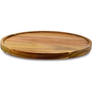 14" Acacia Wood Lazy Susan Organizer Kitchen Turntable for Cabinet Pantry Table Organization (Acacia One Pack)