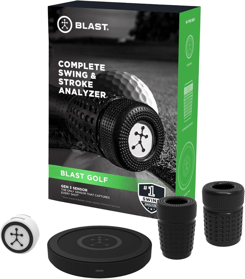 Blast Motion Golf Swing & Stroke Analyzer - Real-time Feedback, Swing Metrics, Swing Trainer, Video Capture Highlights, Track Performance (GEN3 Sensor)