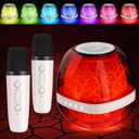 Mini Karaoke Machine Toys for Kids Ages 3-12, Birthday Gifts for 3 4 5 6 7 8 9 10 Year Old Boys Girls, Portable with 2 Microphones, Colorful LED Toy for Boy Girl (KL) (Bright, vibrant color)
