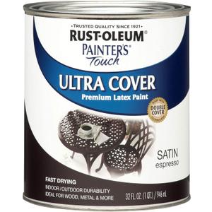 Rust-Oleum 1 qt 242018 Espresso Painters Touch 2X Ultra Cover Premium Latex Paint, Satin